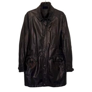 Deicae Cowhide & Mink Fur Trench Coat‎ Black